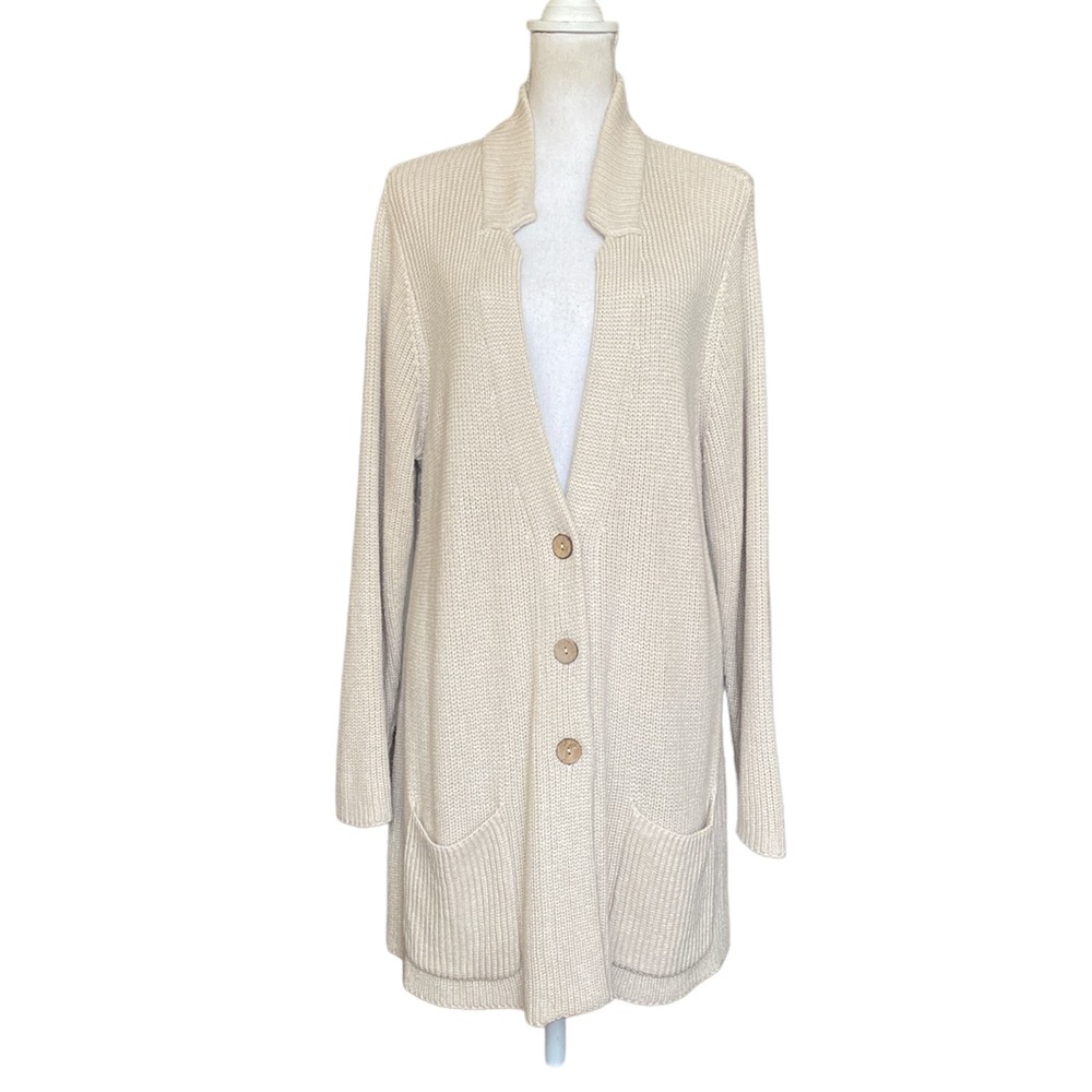 J Jill Cotton Knit Cardigan with Pockets Women's XL Petite